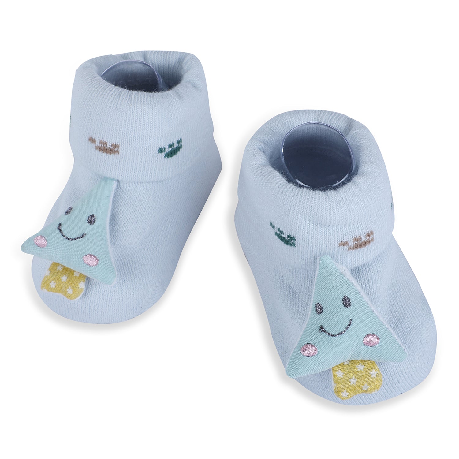 Baby Moo Smiling Tree Cotton Anti-Skid 3D Socks - Blue