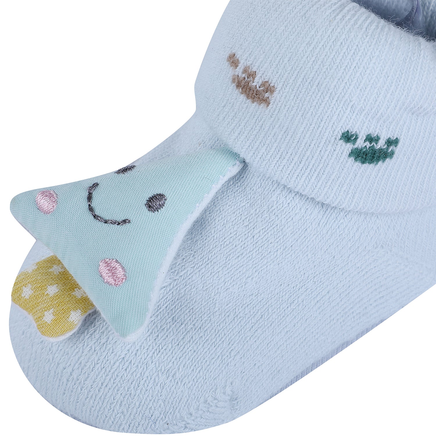 Baby Moo Smiling Tree Cotton Anti-Skid 3D Socks - Blue