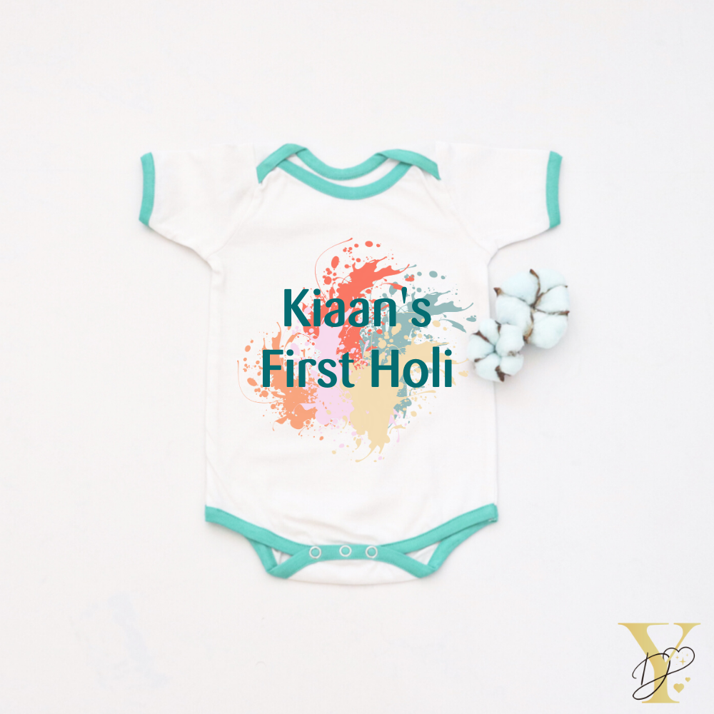 First Holi Bodysuit (Green Love) - Half/Full Sleeves