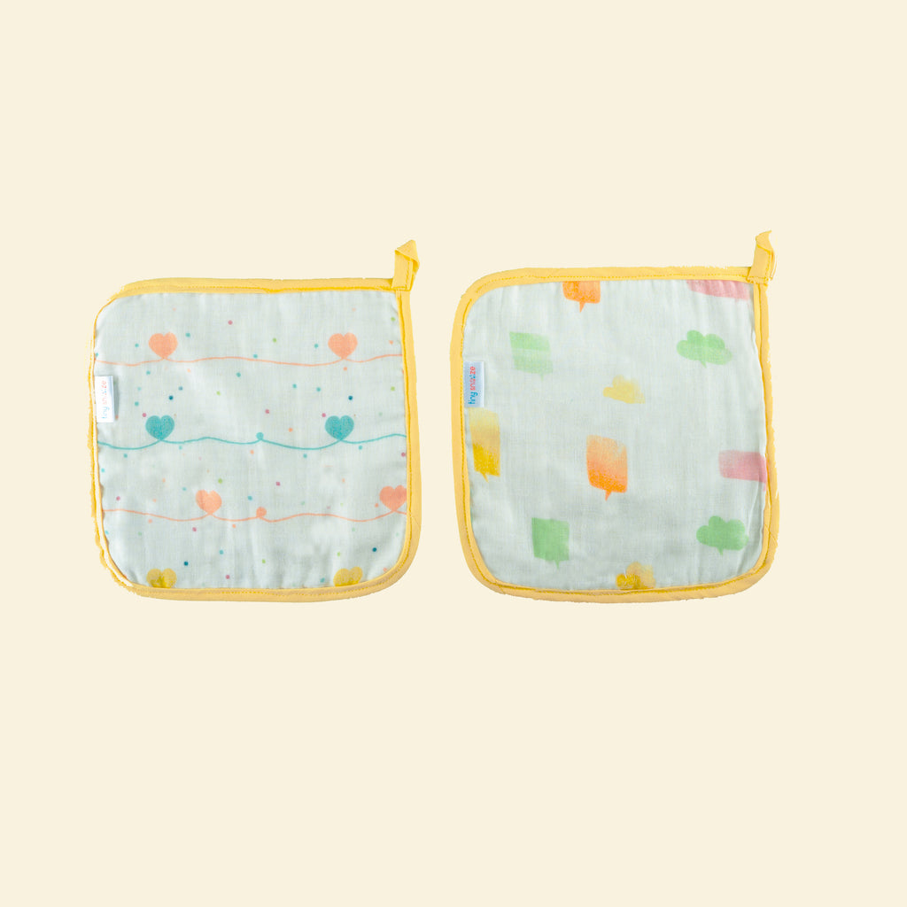 Tiny Snooze Organic Washcloths (Set of 2)- Lost In Thoughts