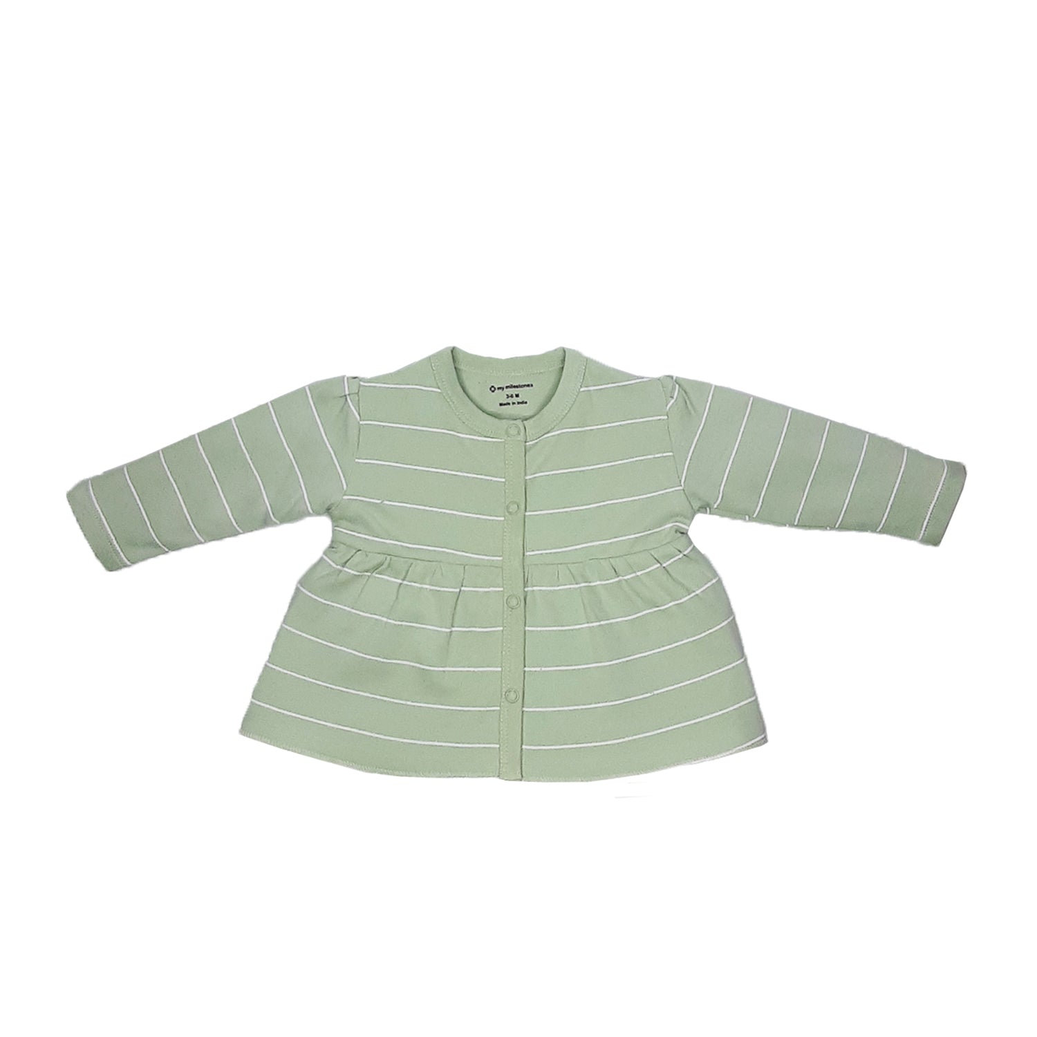 My Milestones T-shirt Full Sleeves Grey Striped / Sage Green Striped - 2 Pc Pack