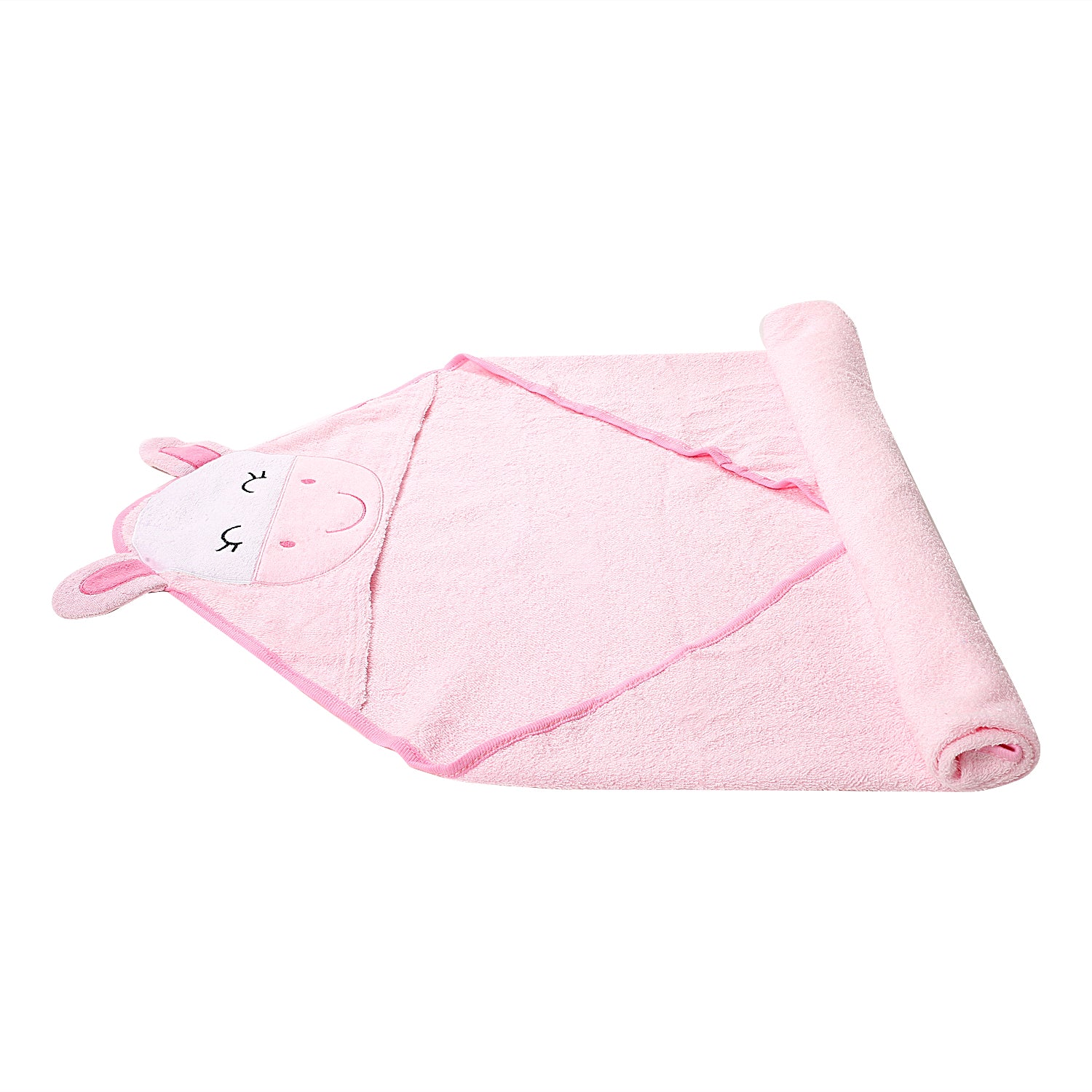 Baby Moo Sleepy Bunny Pink Hooded Towel