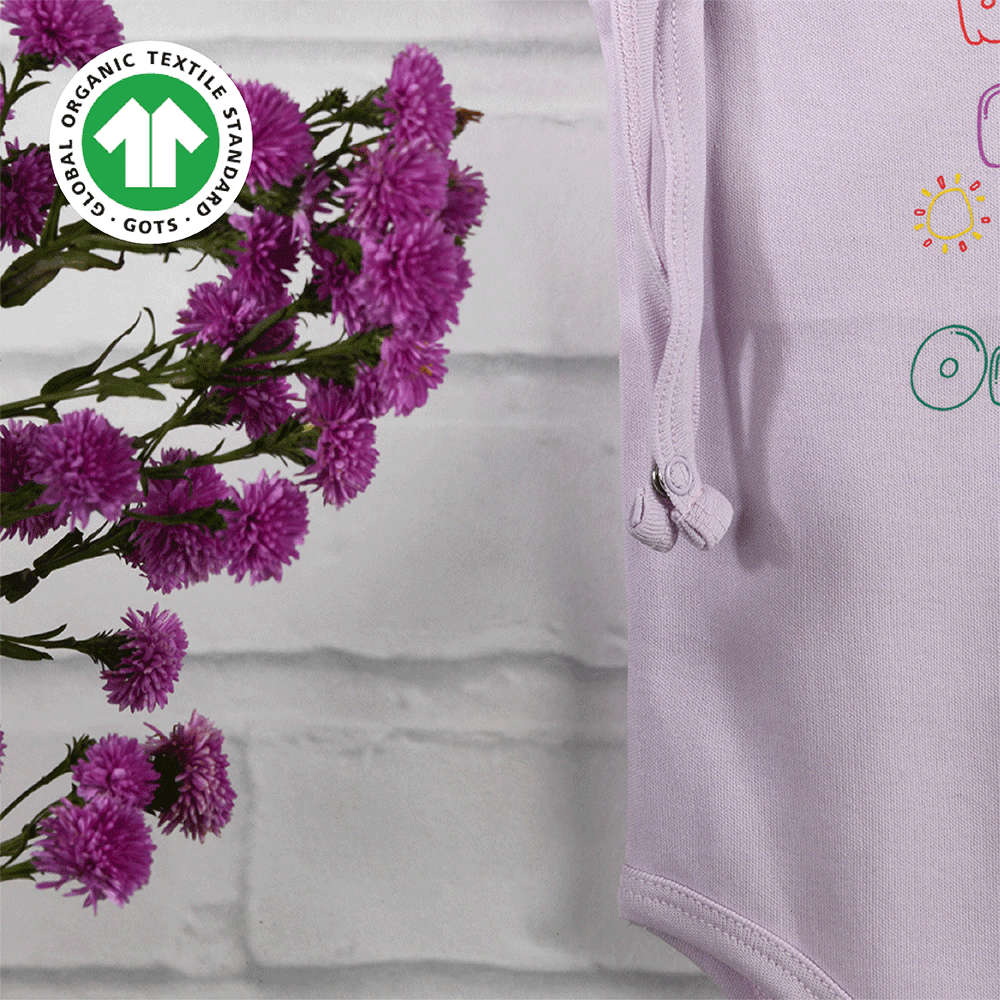 Greendigo Organic Cotton Lavender Bodysuit For New Born Baby Boys And Baby Girls