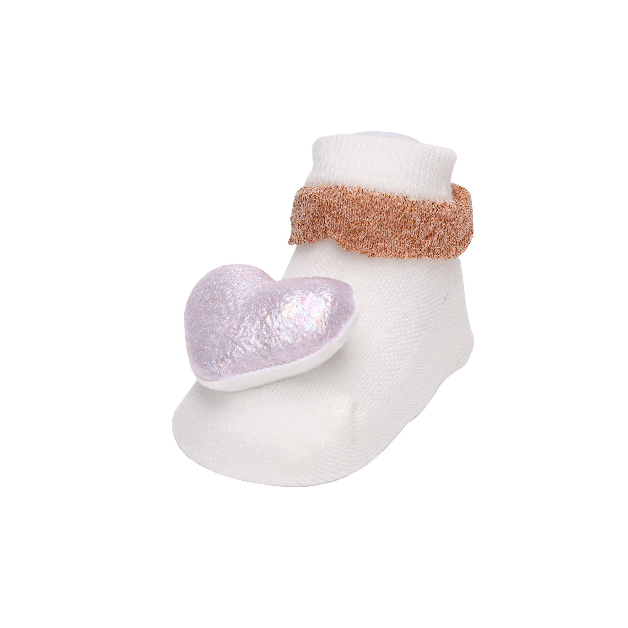 Creamy Starry Hearts 3D Socks- 2 Pack (0-12 Months)