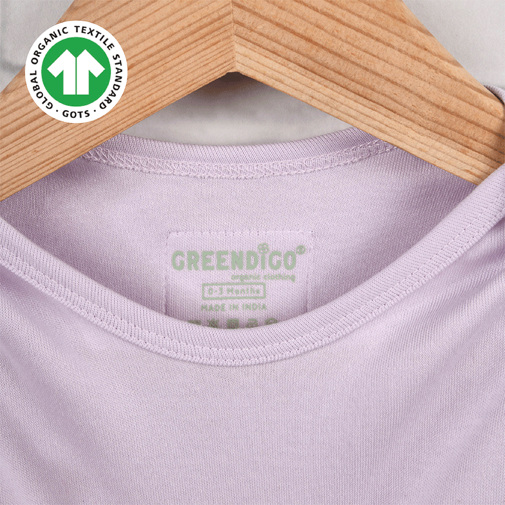 Greendigo Organic Cotton Lavender Bodysuit For New born Baby Boys And Baby Girls