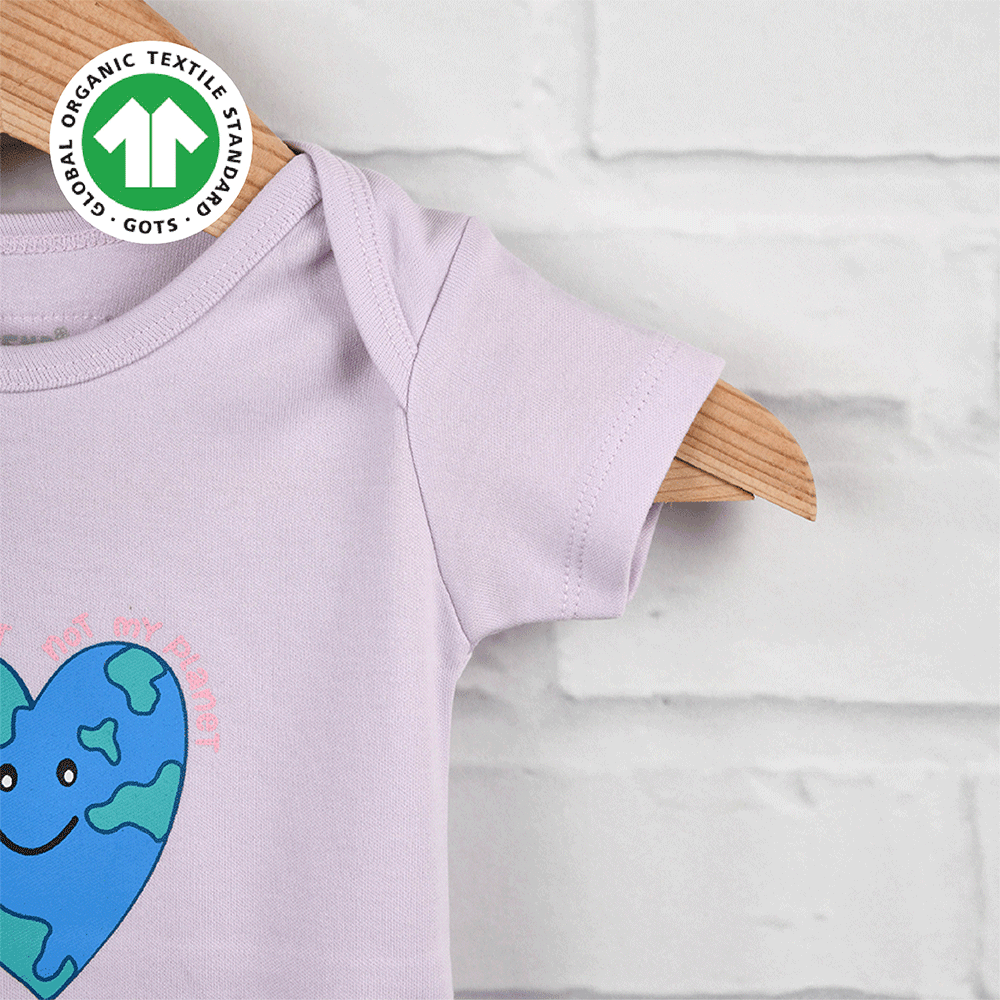 Greendigo Organic Cotton Lavender Bodysuit For New Born Baby Boys And Baby Girls