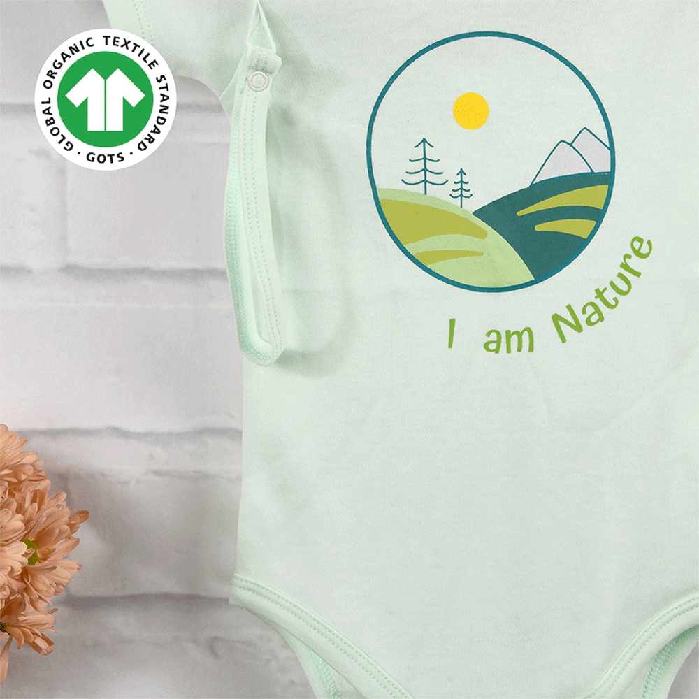 Greendigo Organic Cotton Green Bodysuit For New Born Baby Boys And Baby Girls