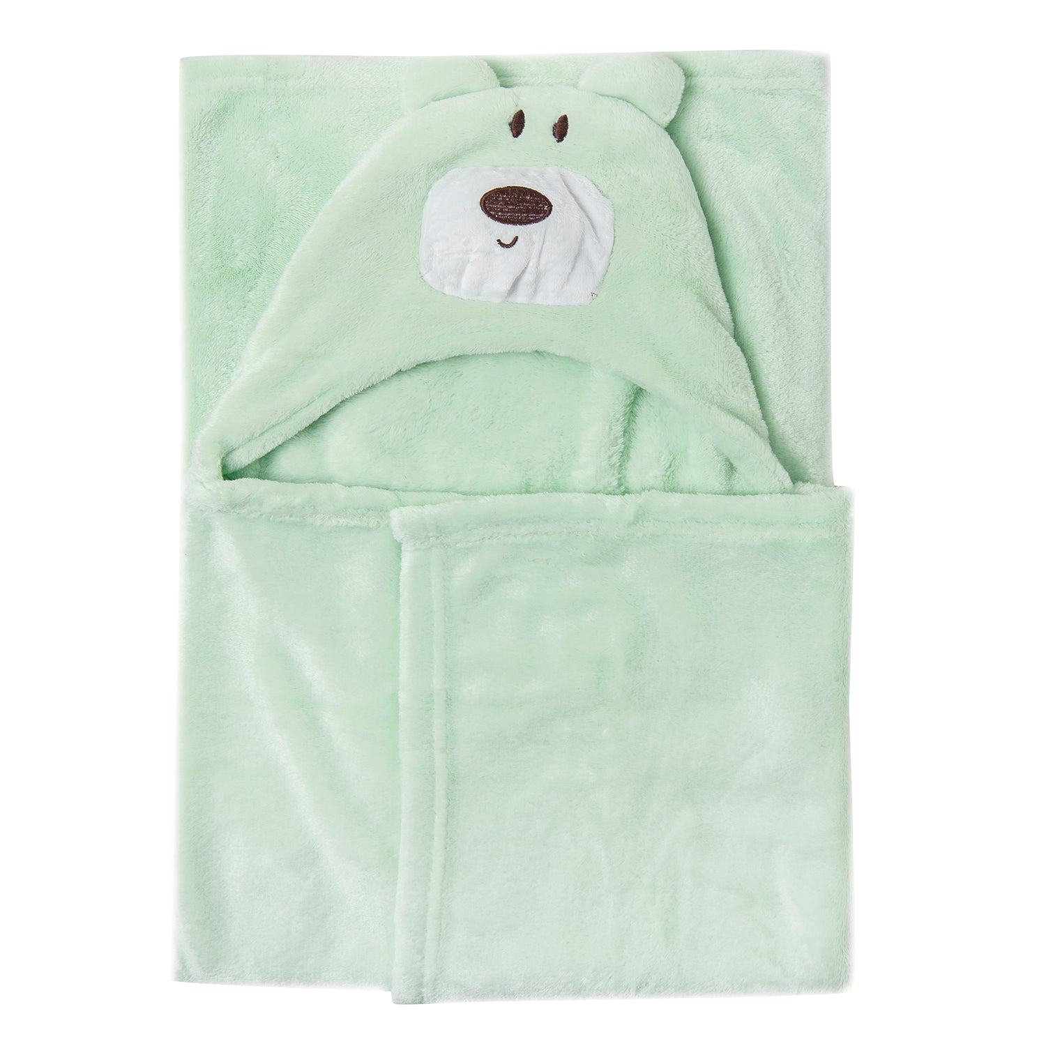 Baby Moo Bear Soft Cozy Hooded Blanket Mint Green