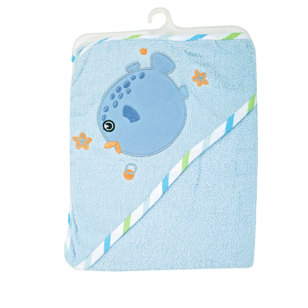 Baby Moo Fishy Blue Hooded Towel