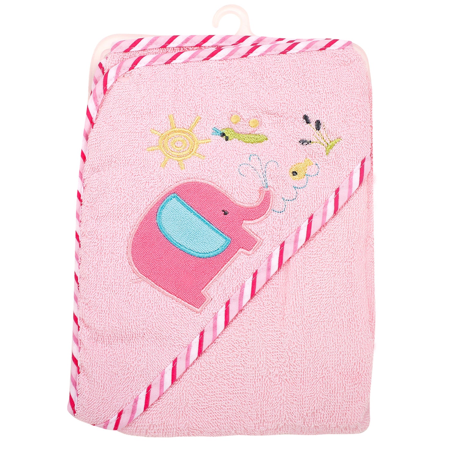 Baby Moo Elephant Love Pink Hooded Towel