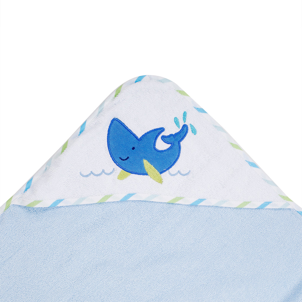 Baby Moo Dolphin Blue And White Hooded Towel