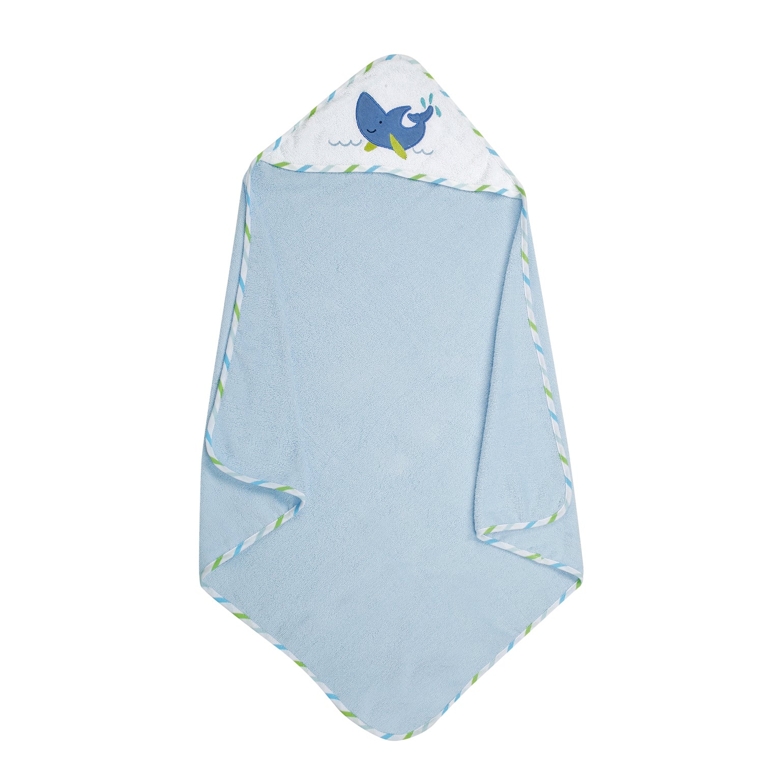 Baby Moo Dolphin Blue And White Hooded Towel