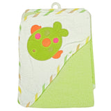 Baby Moo Fishy Green And White Hooded Towel