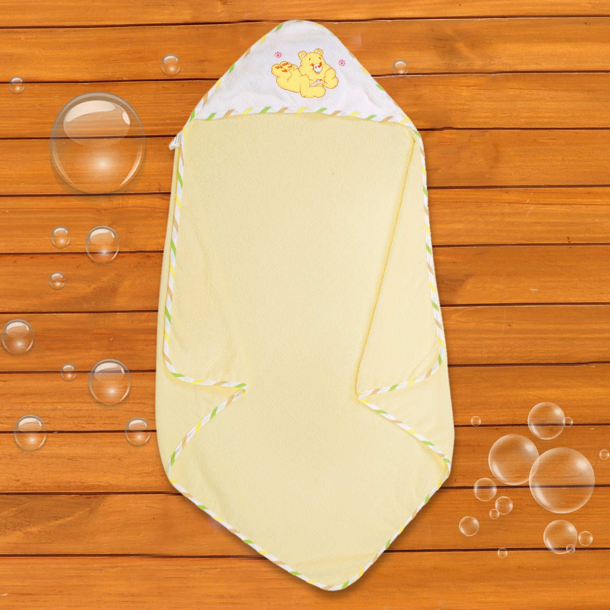 Baby Moo Lion Yellow And White Hooded Towel