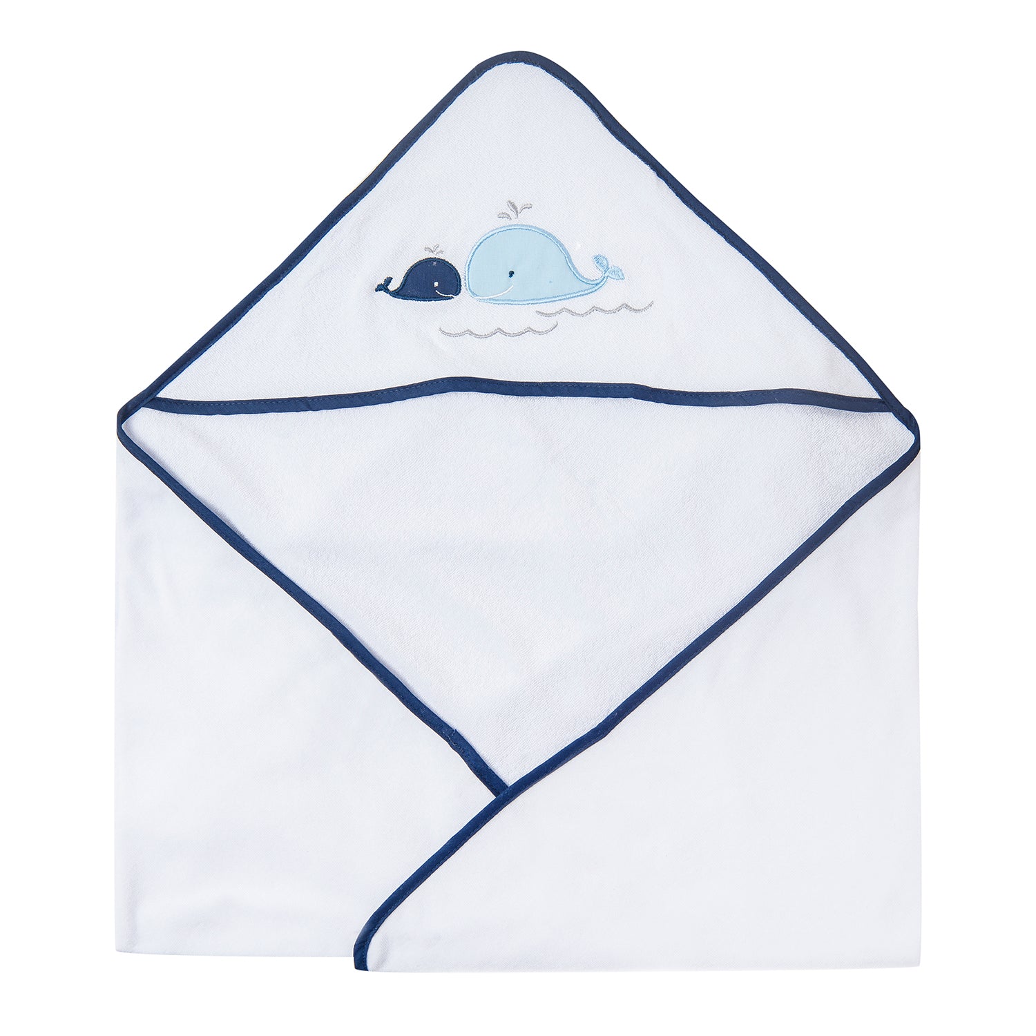 Baby Moo Hooded Towel And 5 Wash Cloth Gift Set Whales Blue