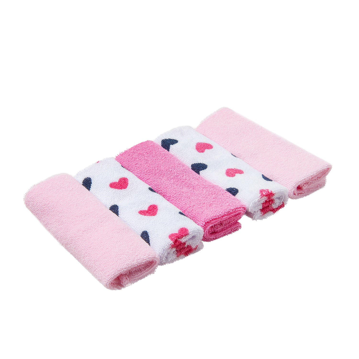 Baby Moo Hooded Towel And 5 Wash Cloth Gift Set Mrs Fox Heart Pink