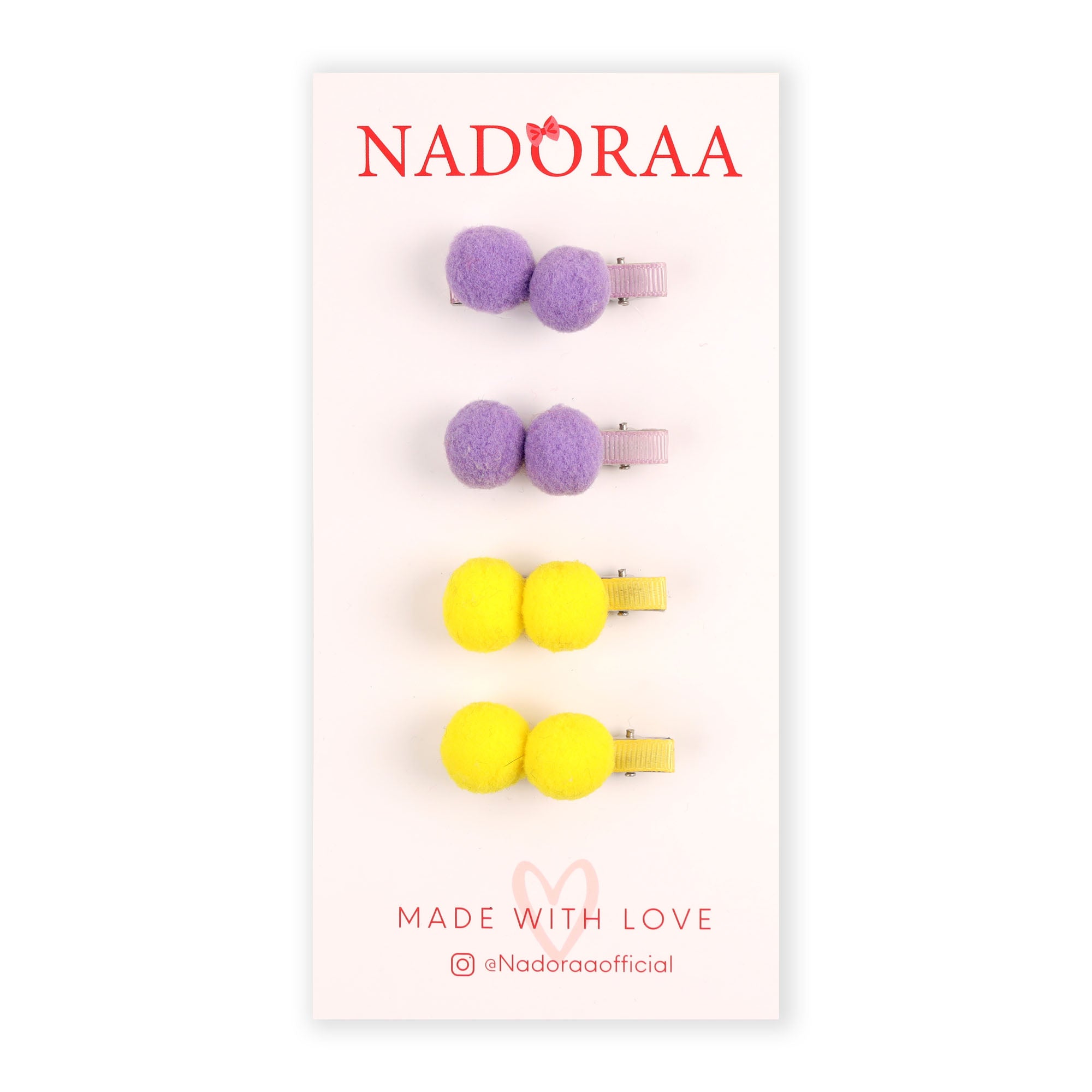 Nadoraa Lavender & Yellow Pom Pom Clipset