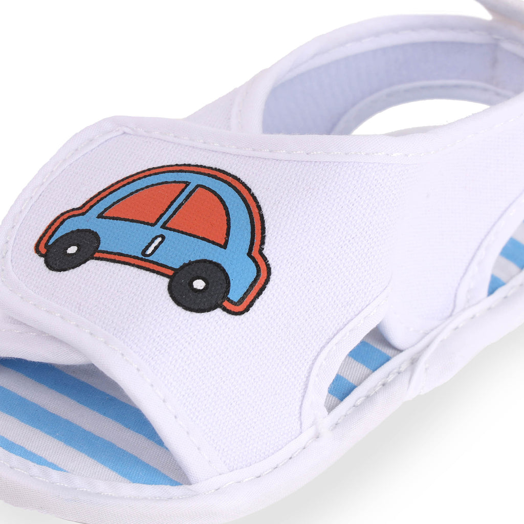 Kicks & Crawl- Racing Car White Baby Shoes