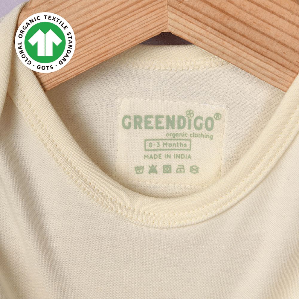 Greendigo Organic Cotton Off White Bodysuit For New Born Baby Boys And Baby Girls