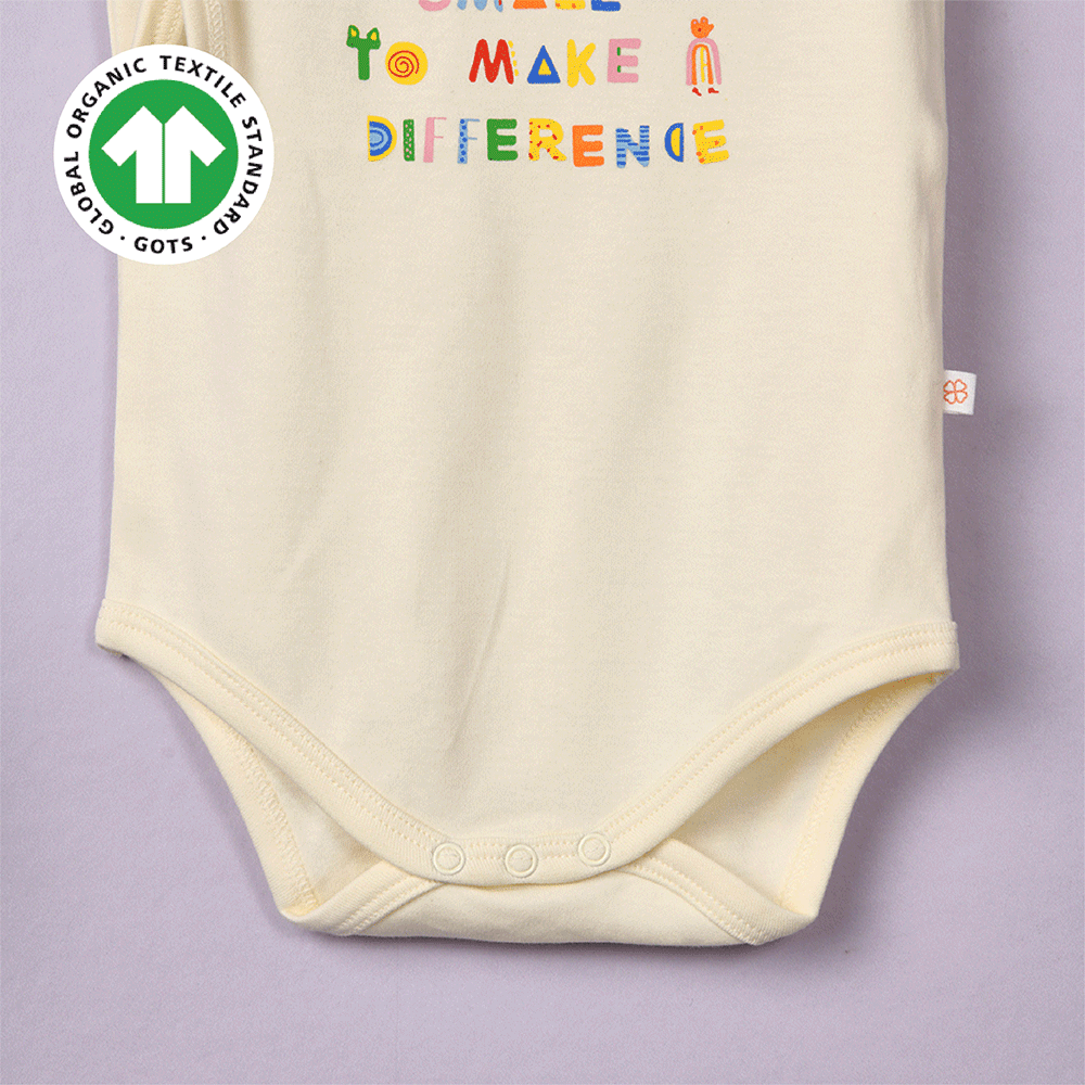 Greendigo Organic Cotton Off White Bodysuit For New Born Baby Boys And Baby Girls