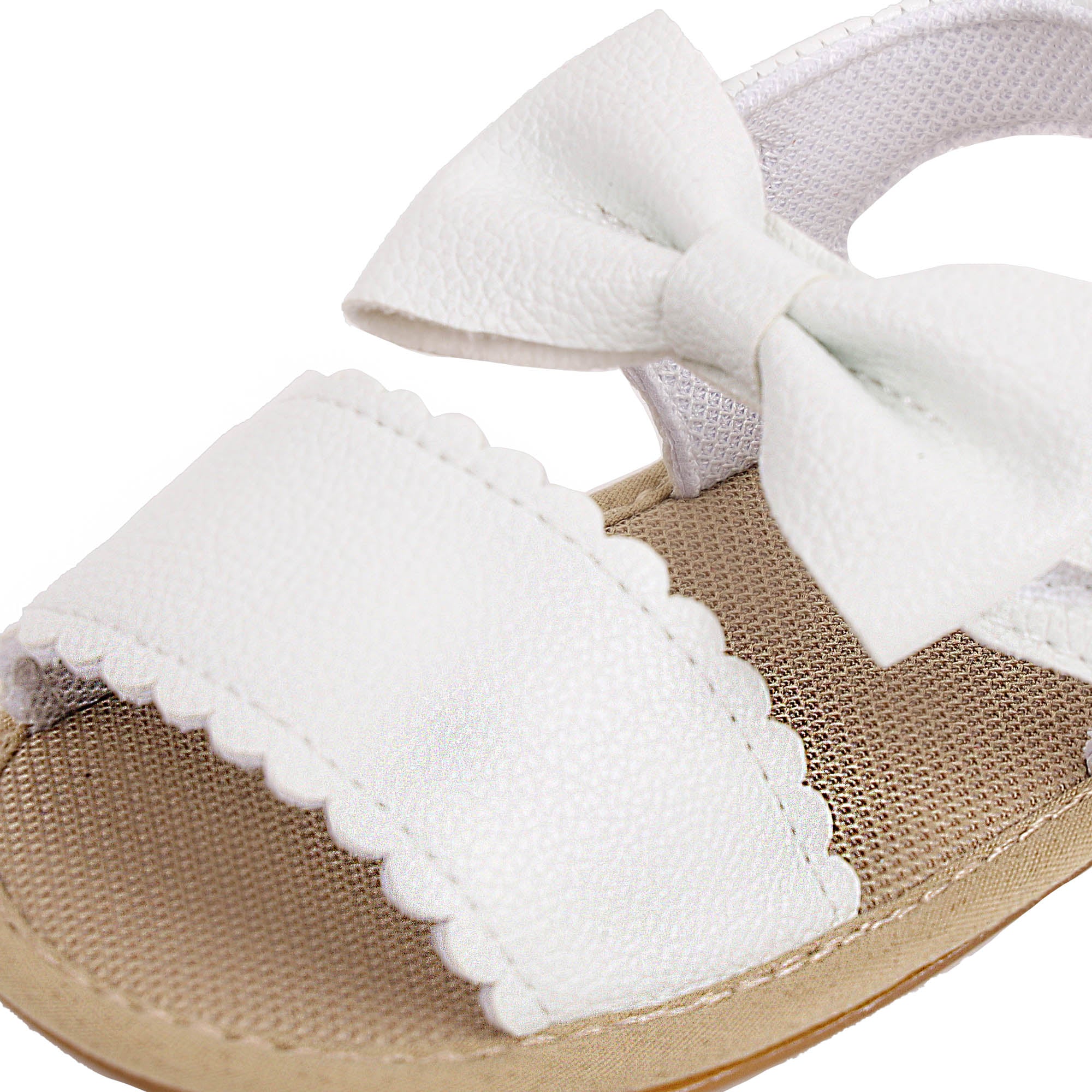 Kicks & Crawl- The Twisted Bow White Bow Sandals