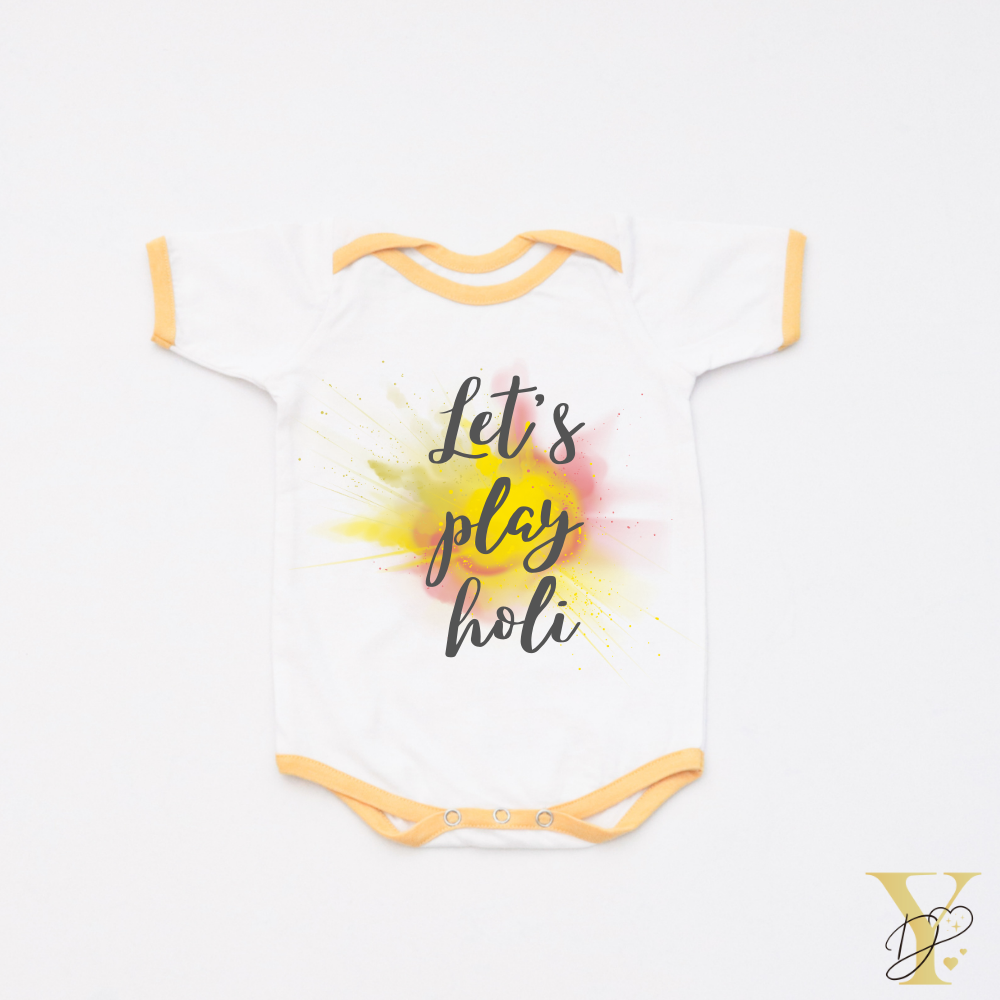 Let's Play Holi Bodysuit (Yellow Love) - Half/Full Sleeves
