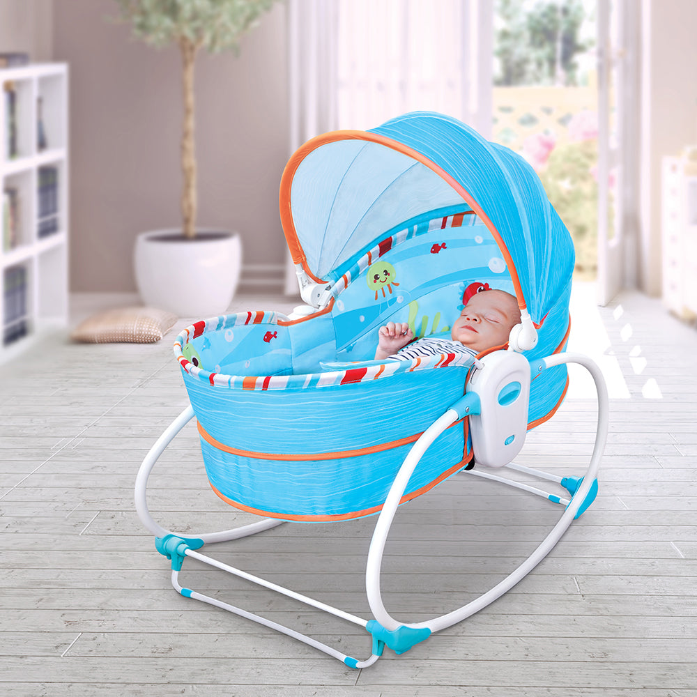 Mastela 5 in 1 Rocking Napper, Bounce, Chair, with Removable Bassinet & Melody (Multi Color)