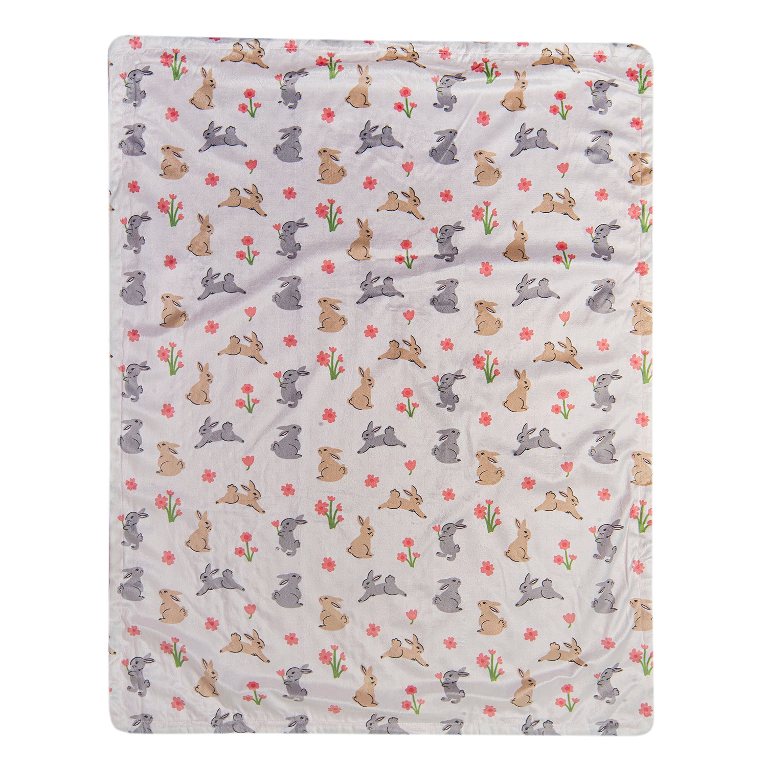 Baby Moo Hopping Bunnies Soft Reversible Bubble Blanket Pink