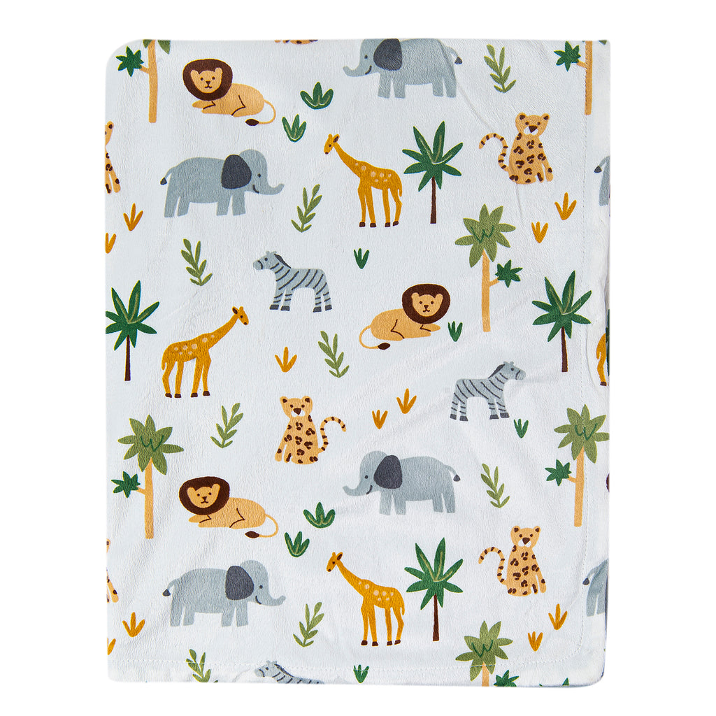 Baby Moo Jungle Animals Soft Reversible Bubble Blanket Grey