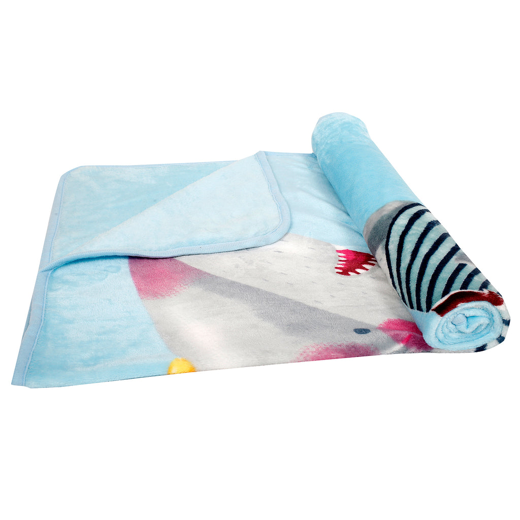 Baby Moo Shark Friend Blue One Ply Blanket