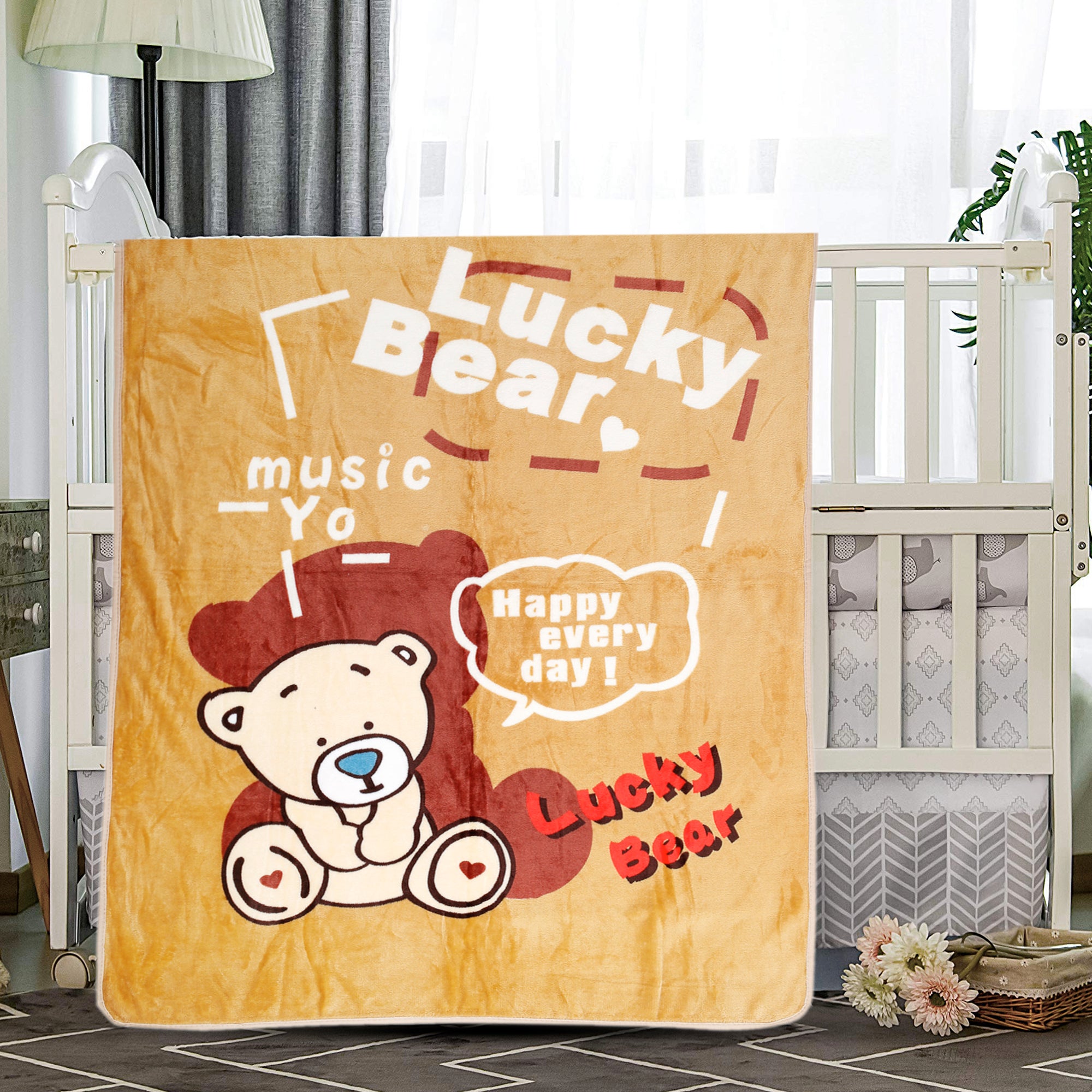 Baby Moo Lucky Bear Brown One Ply Blanket