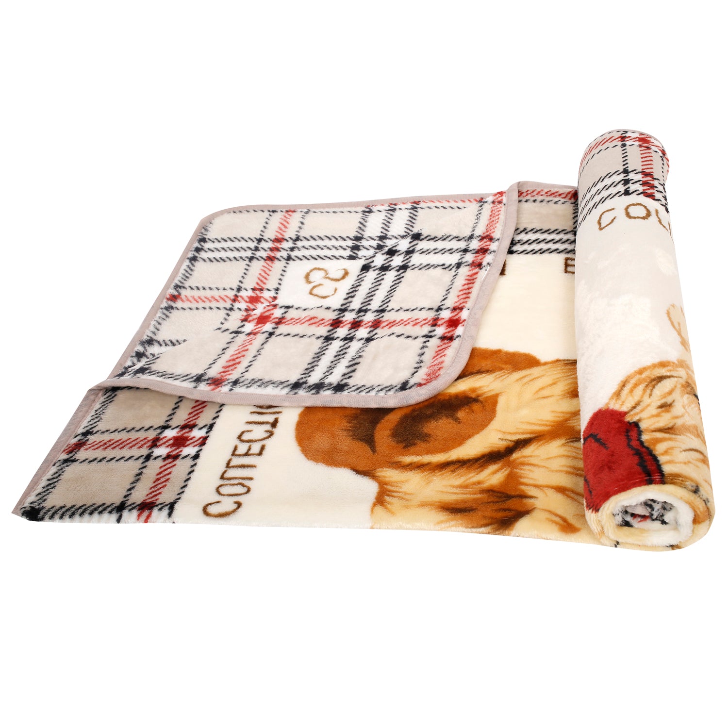 Baby Moo We Love Bears Plaid Beige One Ply Blanket