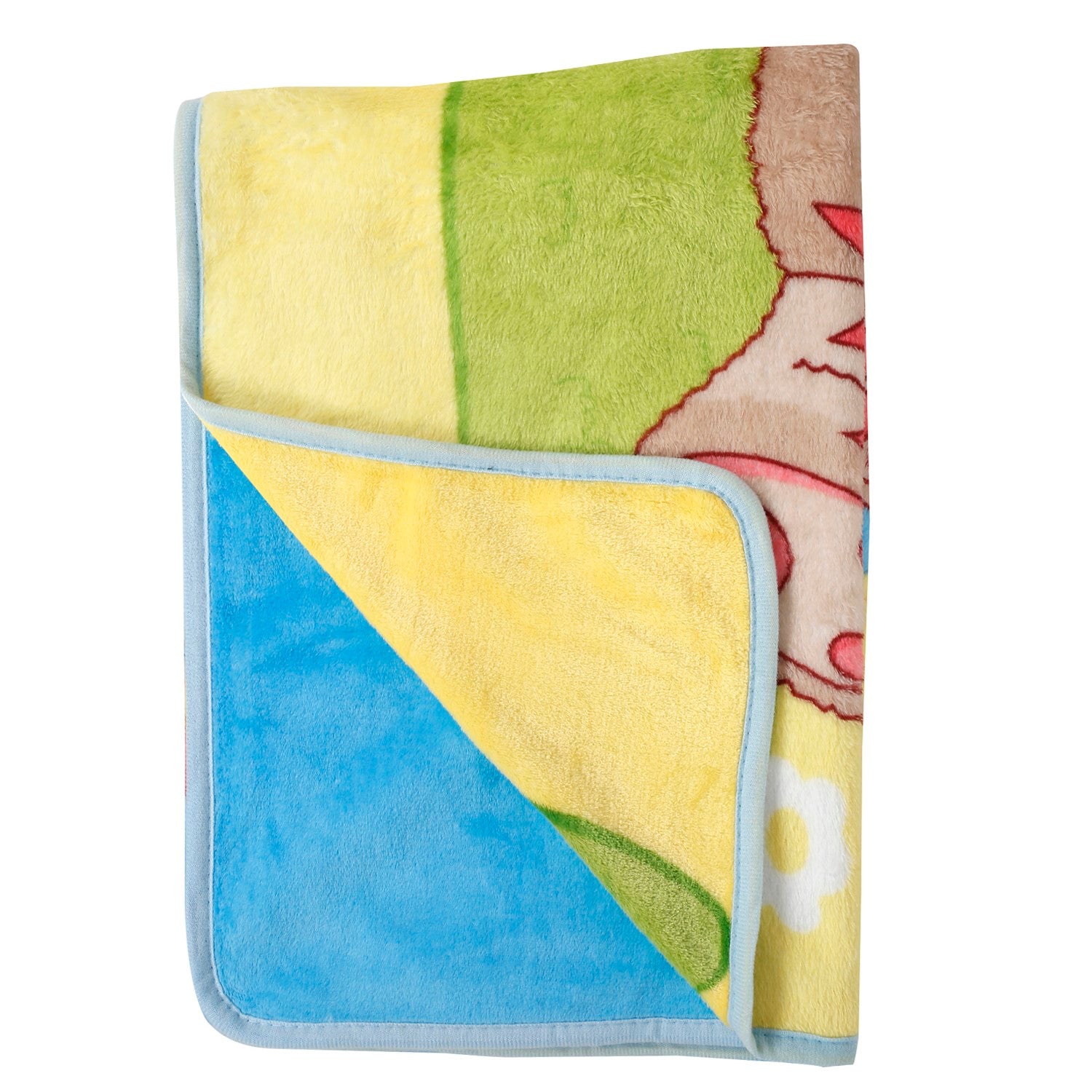 Baby Moo Love You Star Blue And Yellow One Ply Blanket