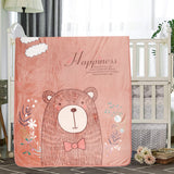 Baby Moo Happy Bear Red And Brown One Ply Blanket