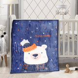Baby Moo Happy Time Blue Two-Ply Blanket