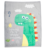 Baby Moo Cute Dino Grey Two-Ply Blanket