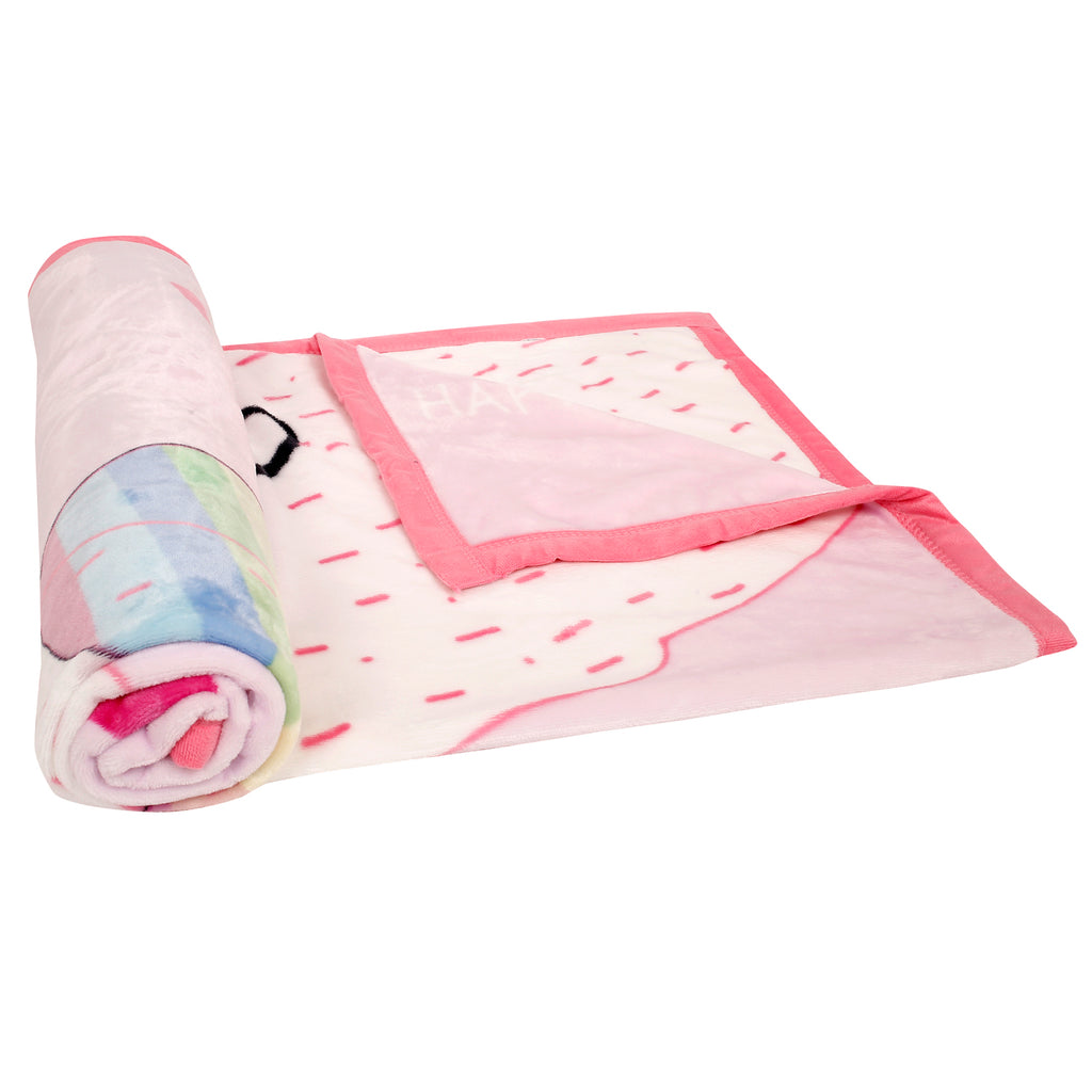 Baby Moo Keep Being Amazing Pink Two-Ply Blanket