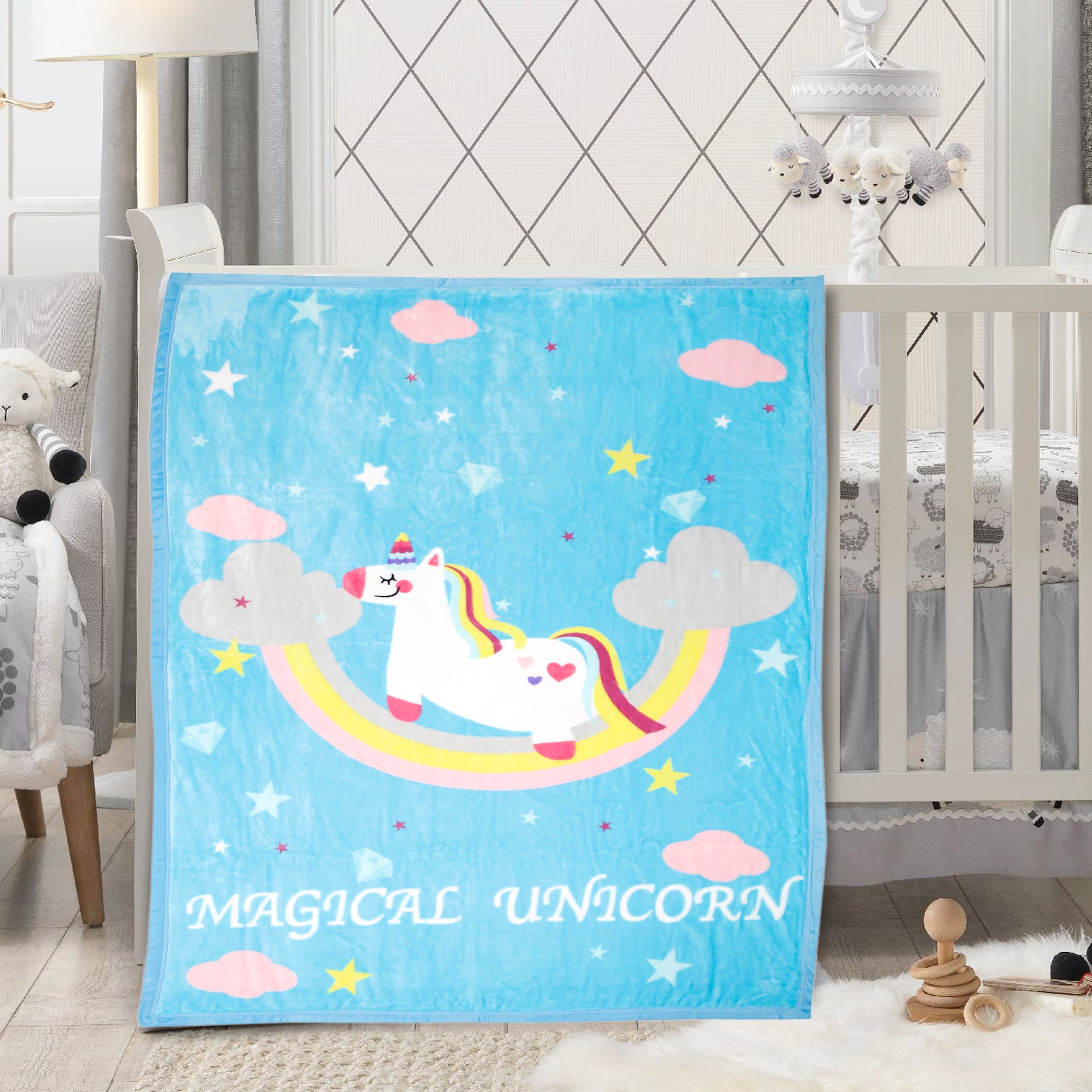 Baby Moo Magical Unicorn Blue Blanket