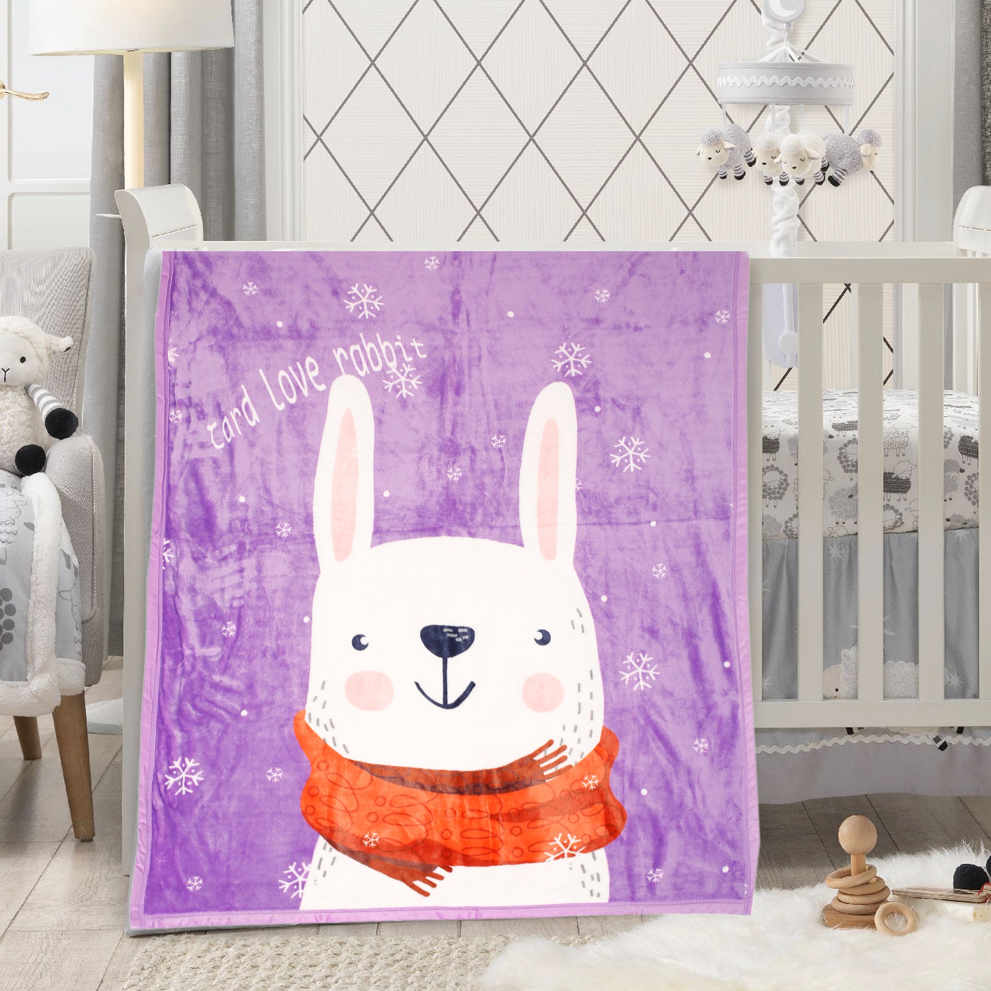 Baby Moo I Love Rabbits Purple Blanket