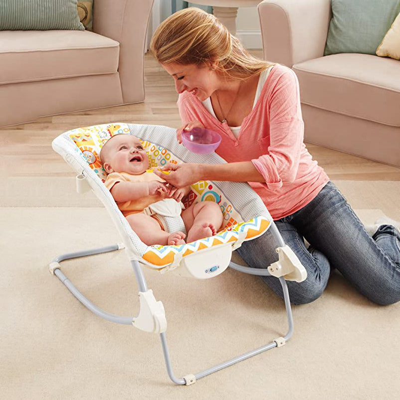 Baby Moo Jungle Friends Soothing Vibrations Bouncer Rocker  - White