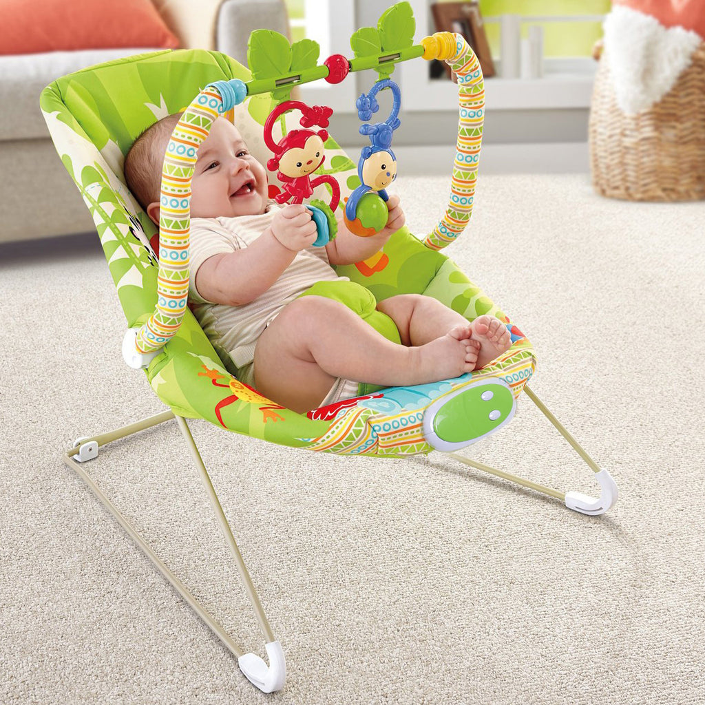 Baby Moo Jungle Friends Soothing Vibrations Bouncer Rocker  - Green
