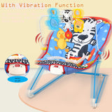 Baby Moo Jungle Friends Soothing Vibrations Bouncer Rocker With Musical Hanging Toys - Blue