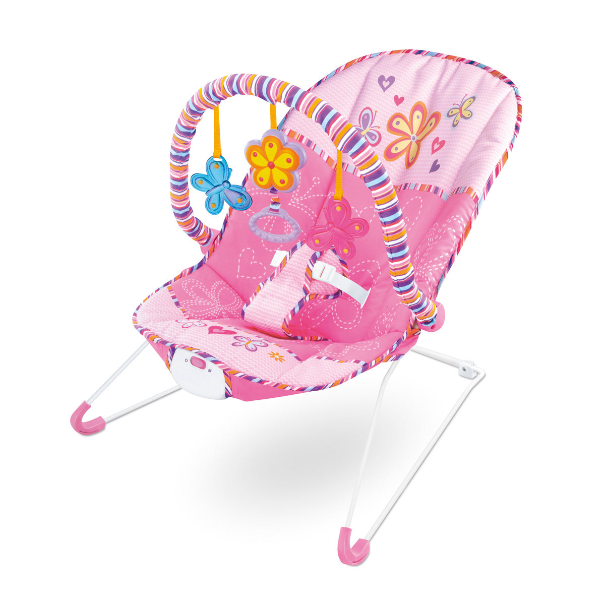 Baby Moo Jungle Friends Soothing Vibrations Bouncer Rocker With Musical Hanging Toys - Pink