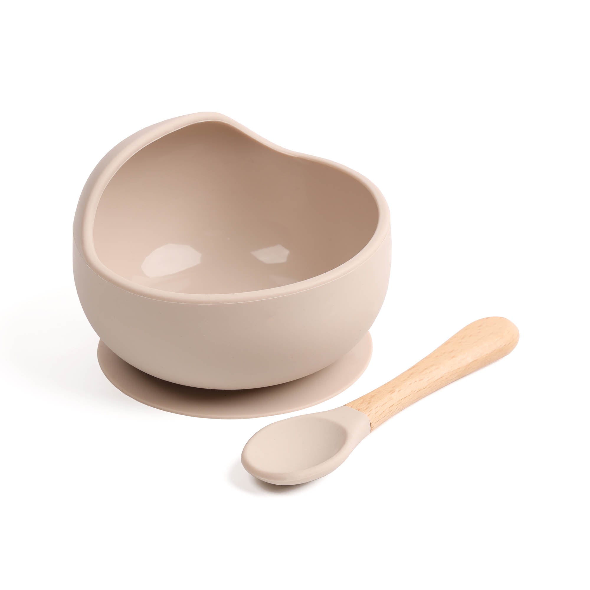 Kicks & Crawl- Cream Silicone Feeding Bowl & Spoon Set