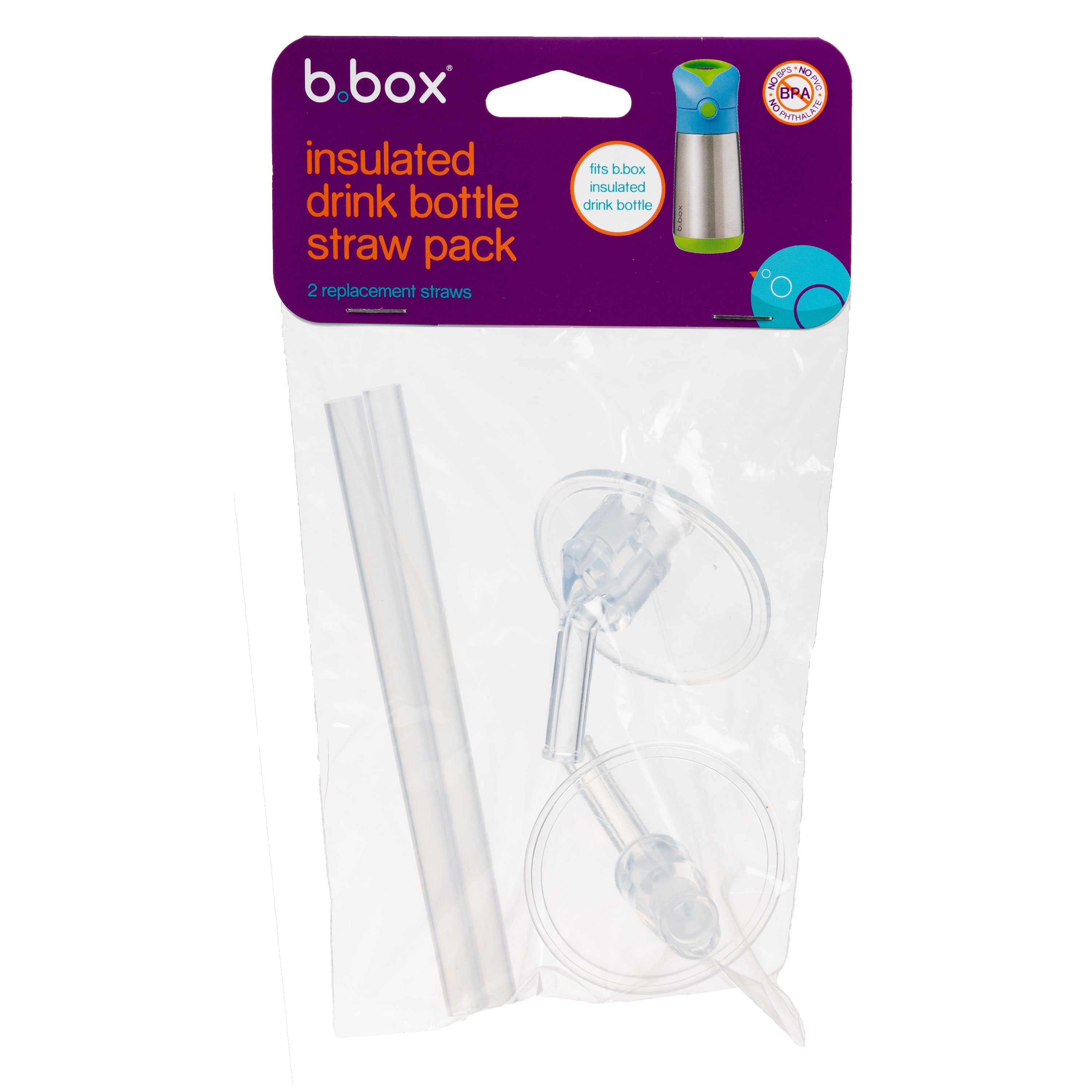 B.Box Insulated Straw Drink Bottle Replacement Straw Pack of 2