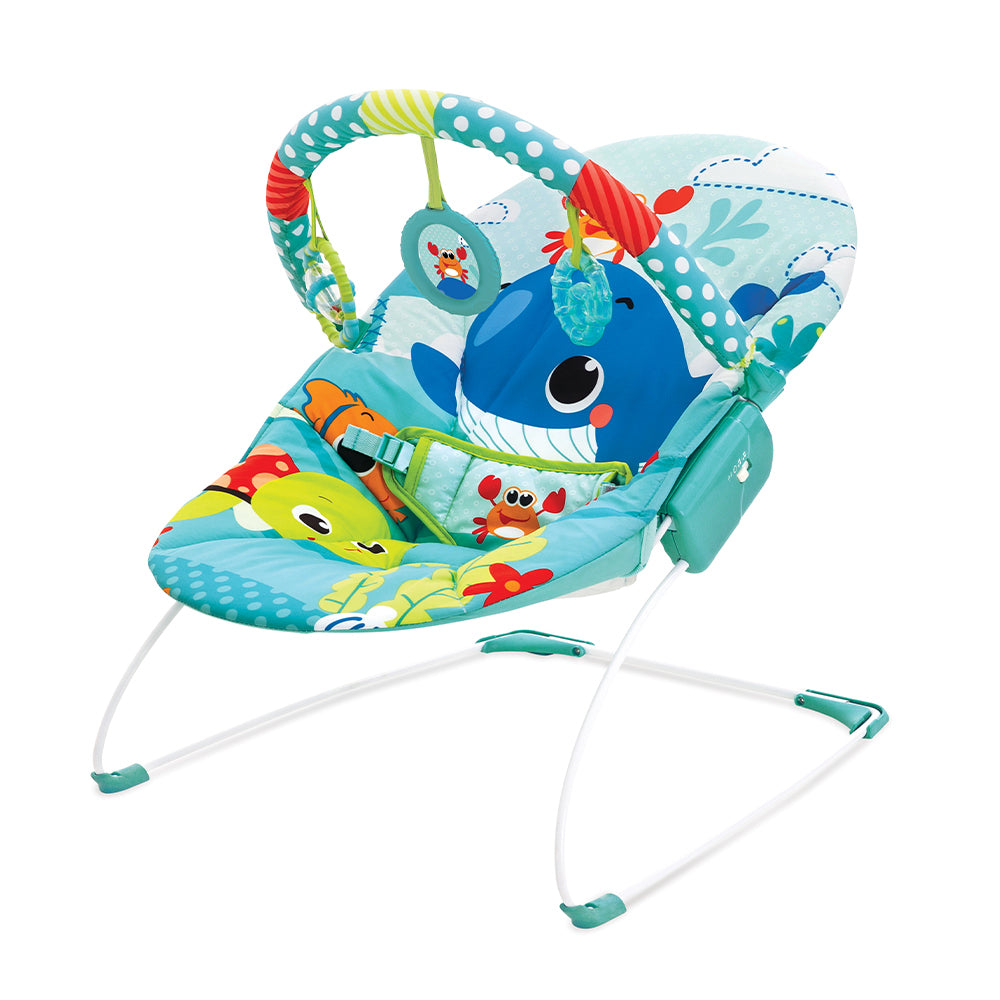 Mastela Musical Bouncer with Toy Bar Fish Print - Blue