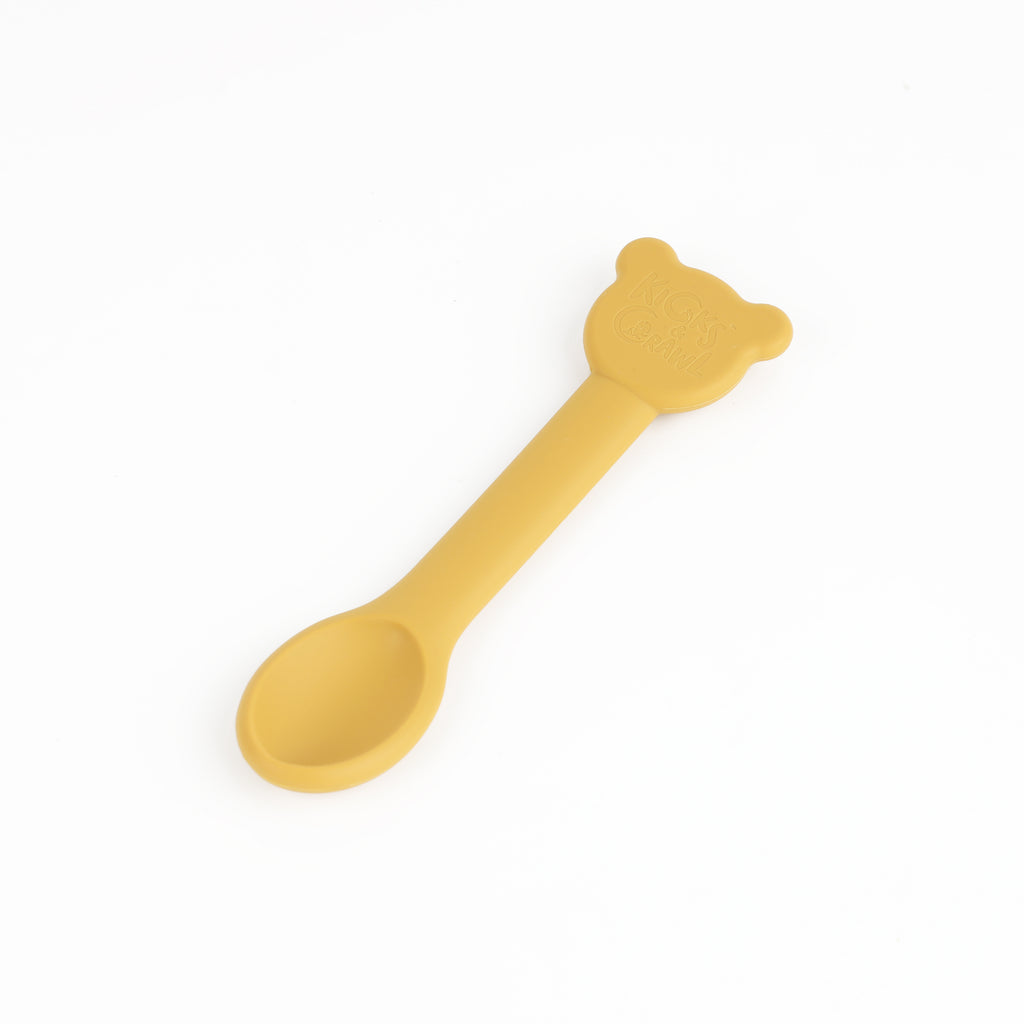 Kicks & Crawl- Baby Bear Silicone Bowl & Spoon Set - Yellow