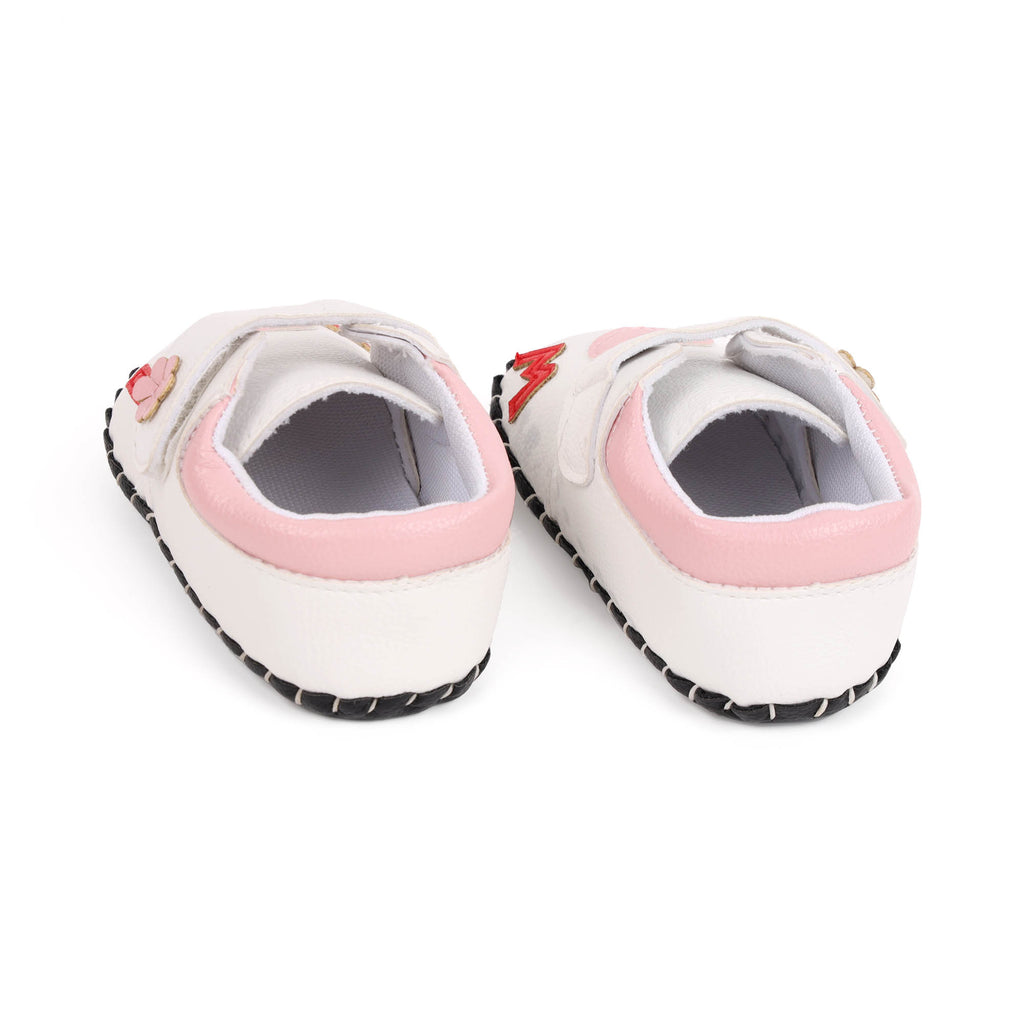 Kicks & Crawl- White Hearts Baby Shoes