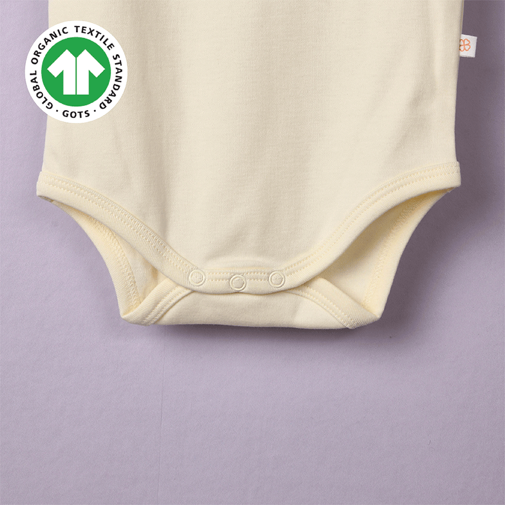 Greendigo Organic Cotton Off White Bodysuit For New Born Baby Boys And Baby Girls