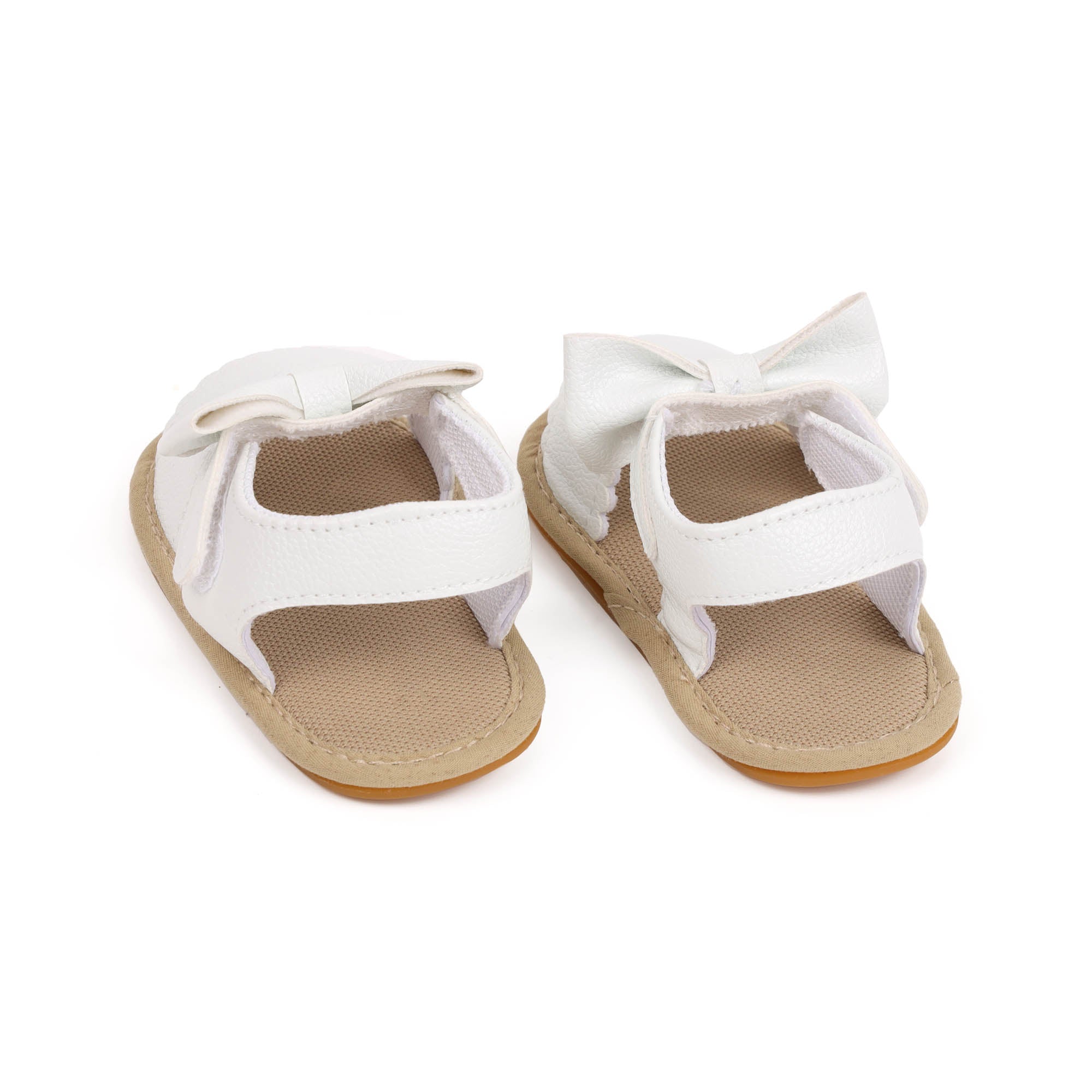 Kicks & Crawl- The Twisted Bow White Bow Sandals